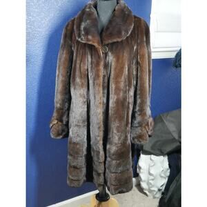 AMAZING Scan Brown Directional Swing Mink Fur Coat Jacket